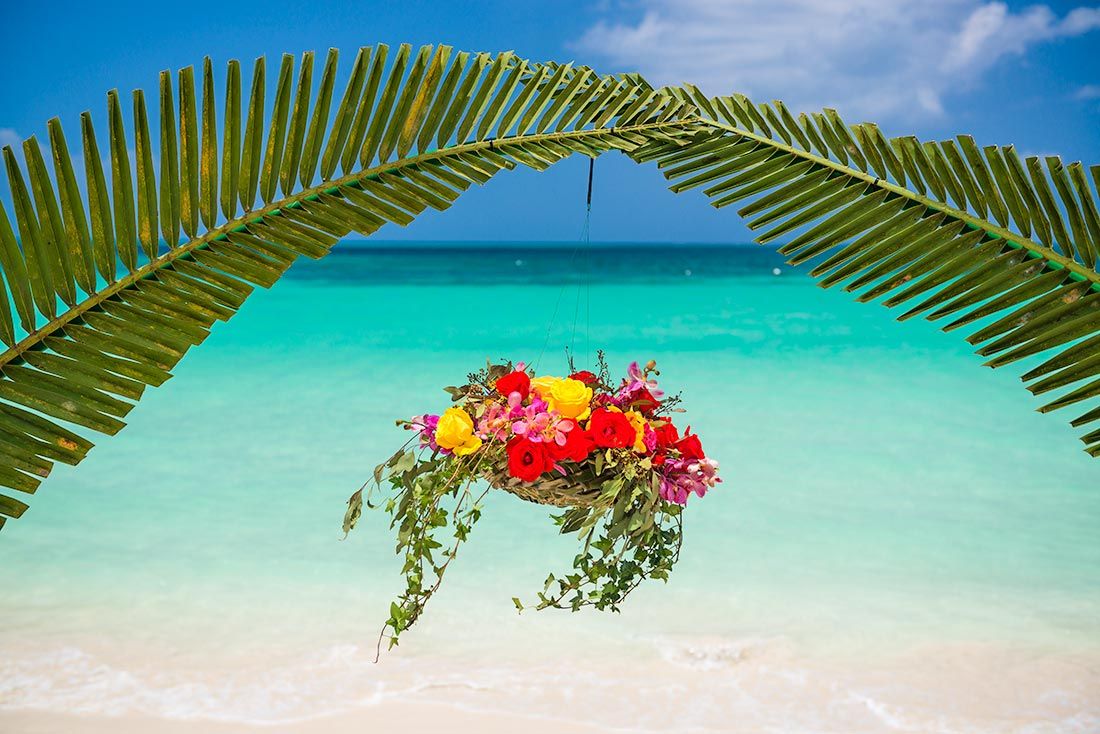 Wedding Palm leaves and flowers