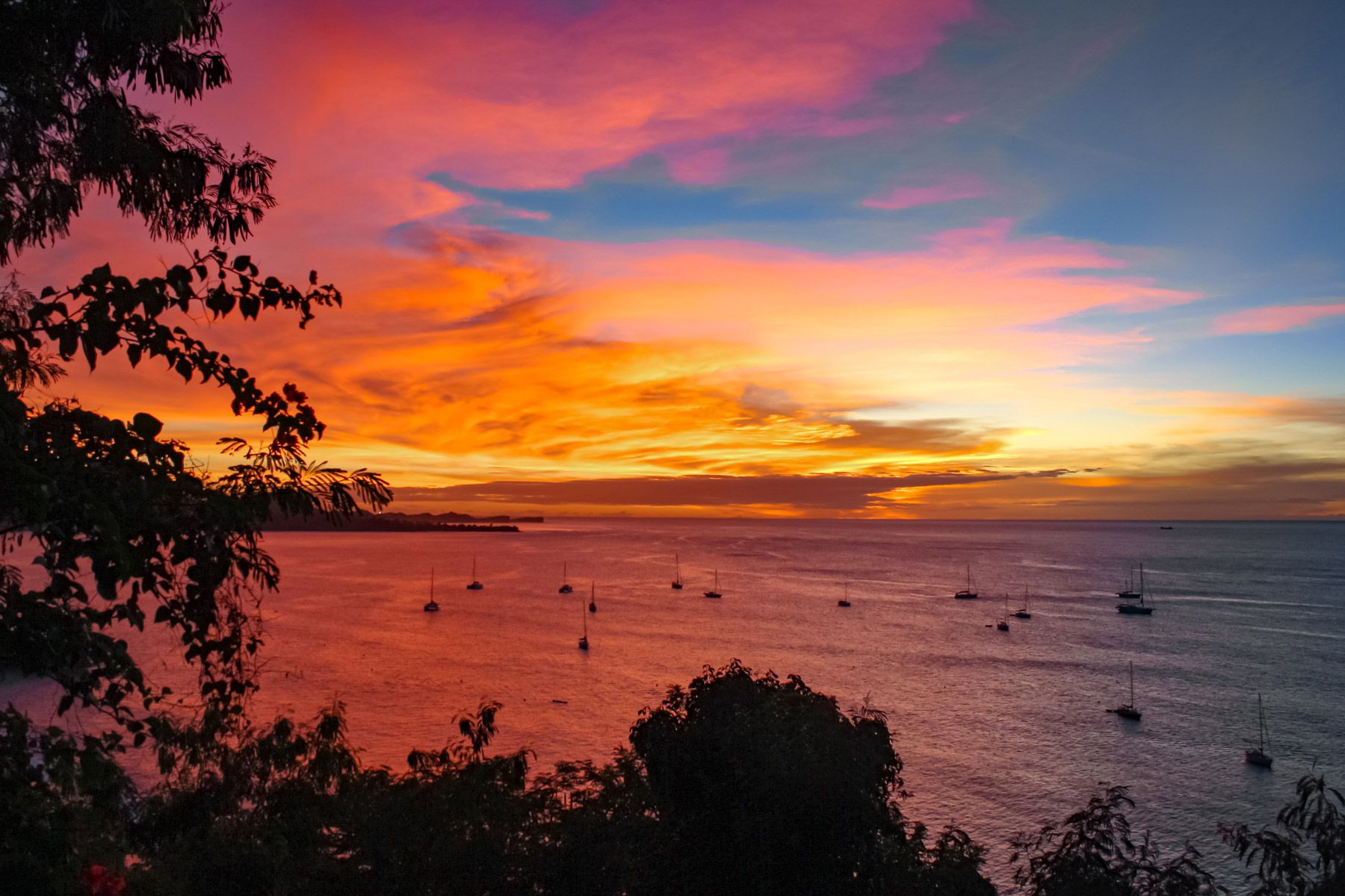 Sunset Bay Grenada sailboats