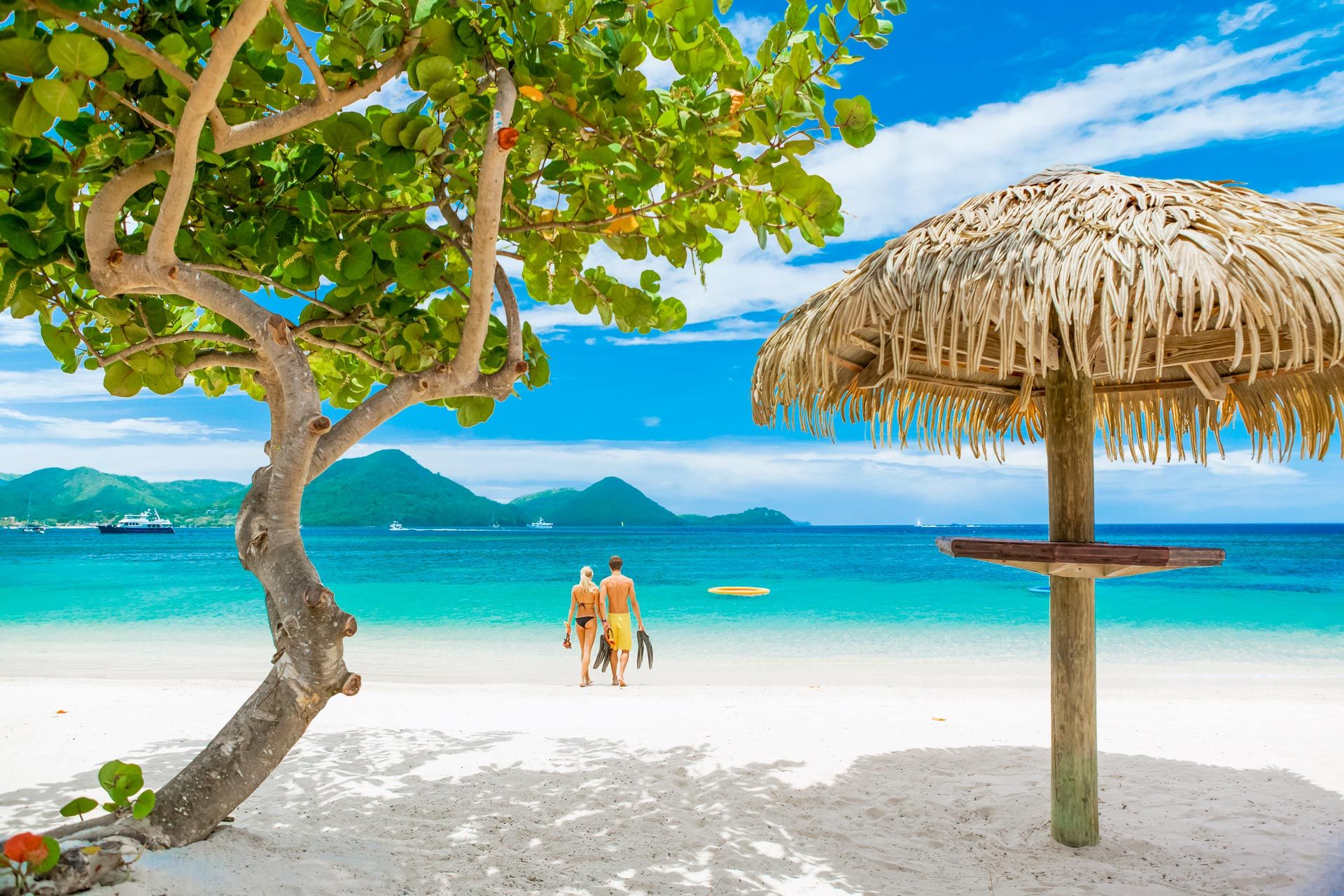 couple on beach in saint lucia