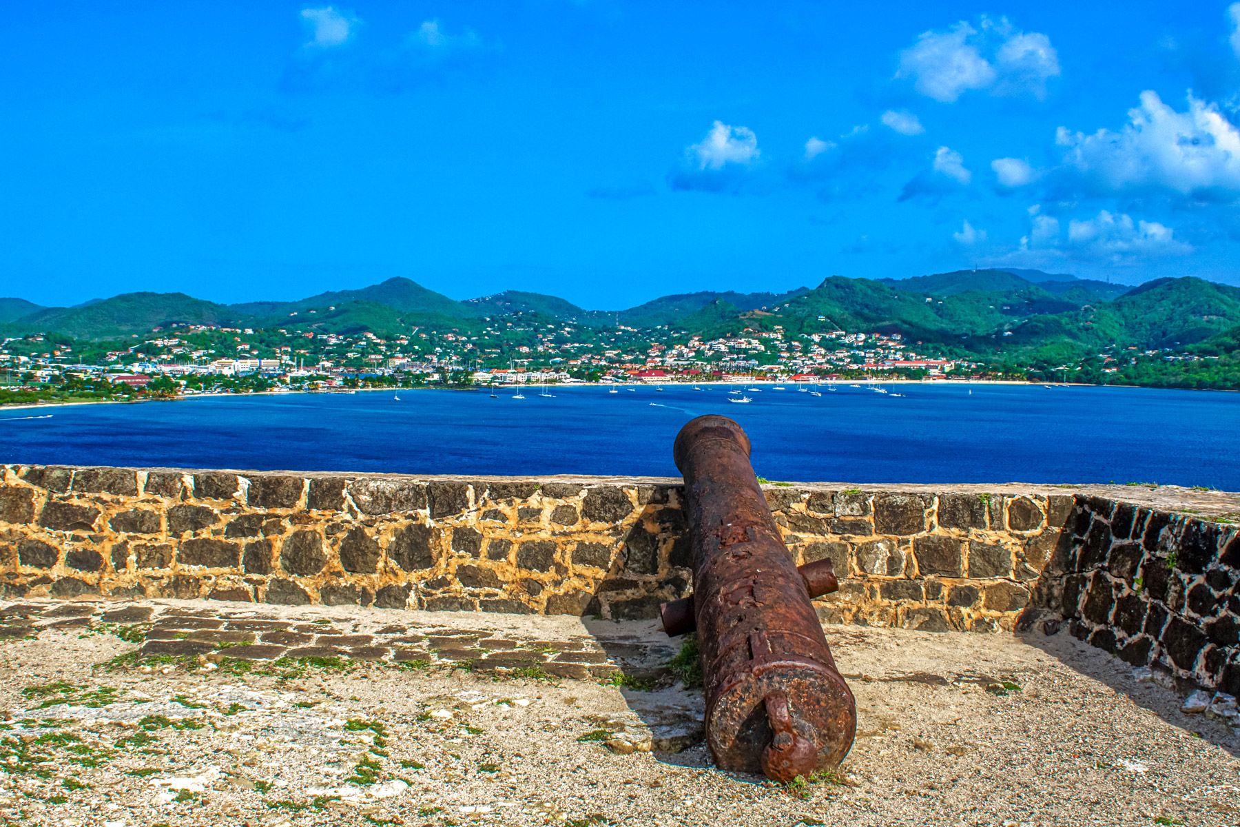 Cannons Fort Pigeon Island View of Rodney Bay