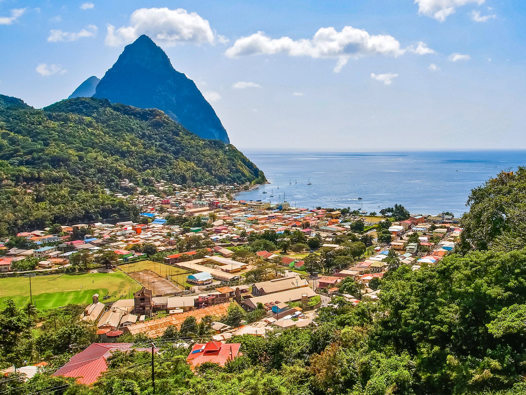 Soufriere Village and Pitons Jalousie Bay Saint Lucia