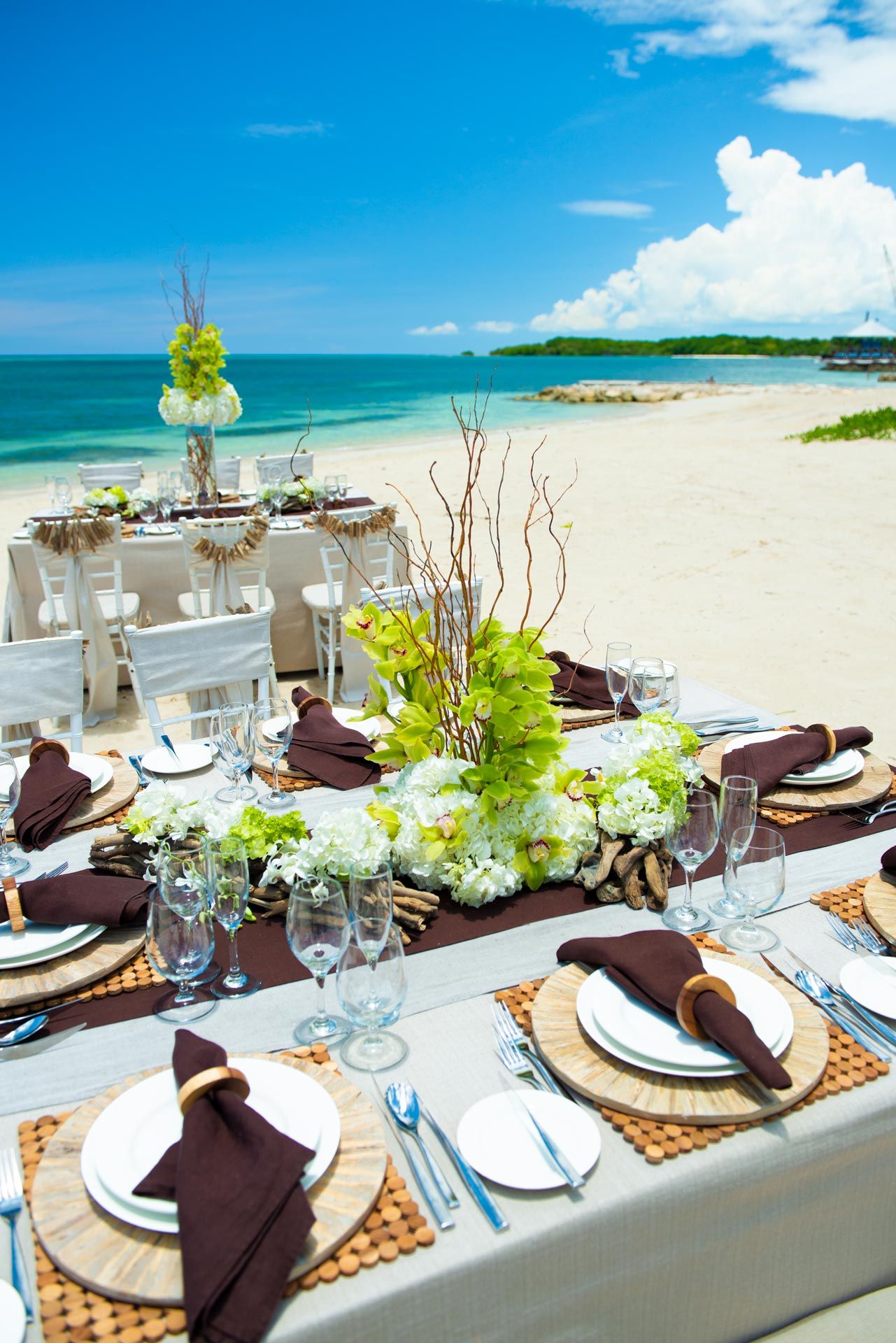Beach reception seating and tables