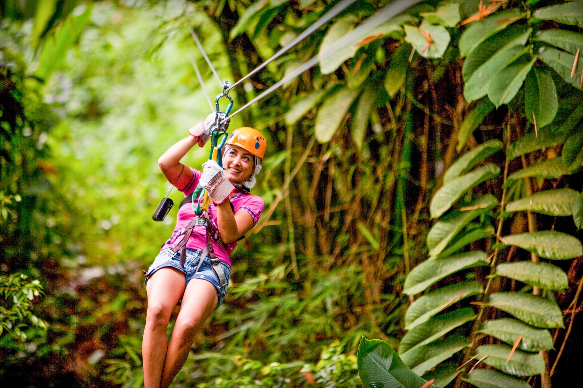 woman ziplining