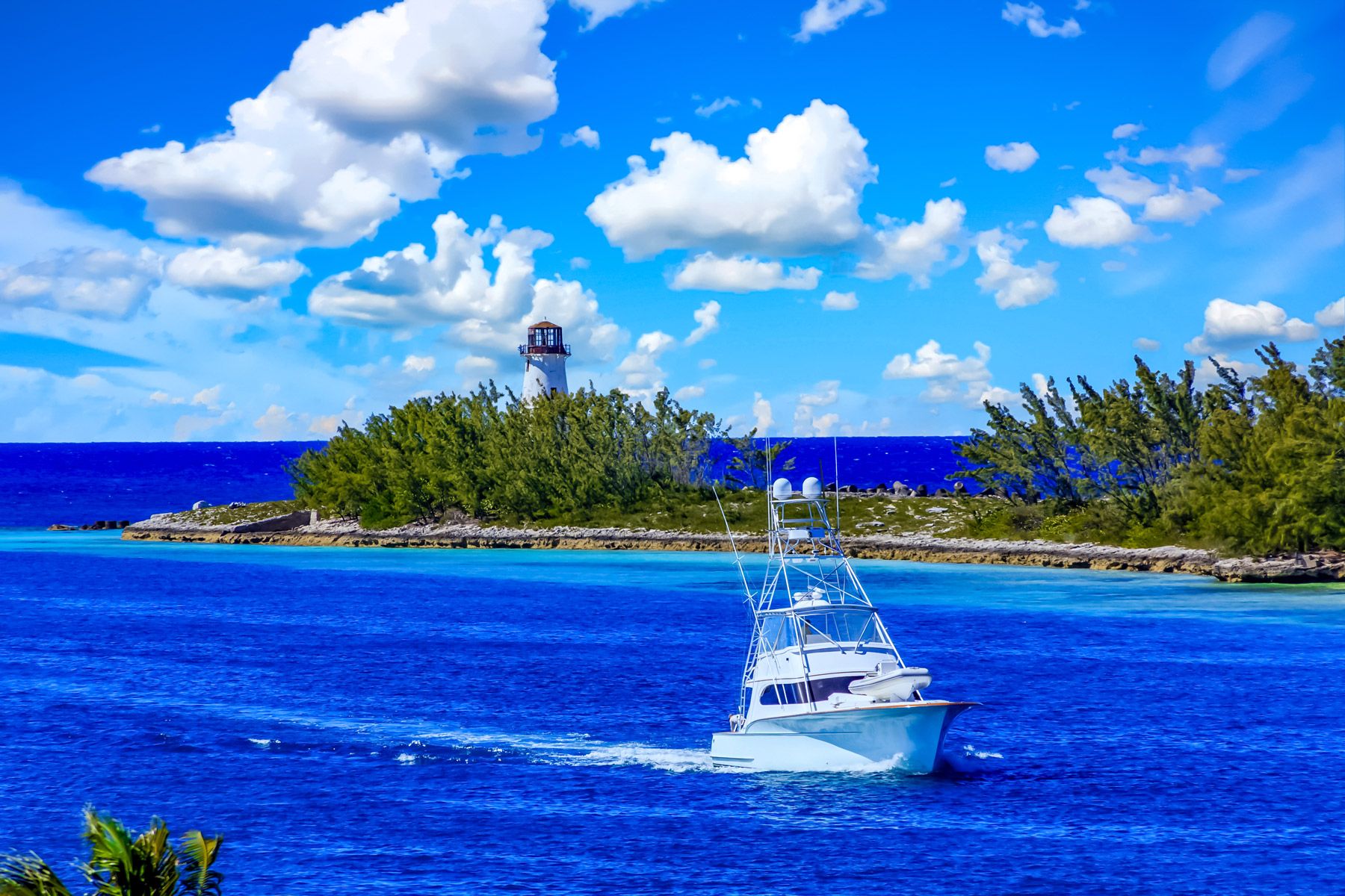 Fishing Boat Lighthouse Bahamas