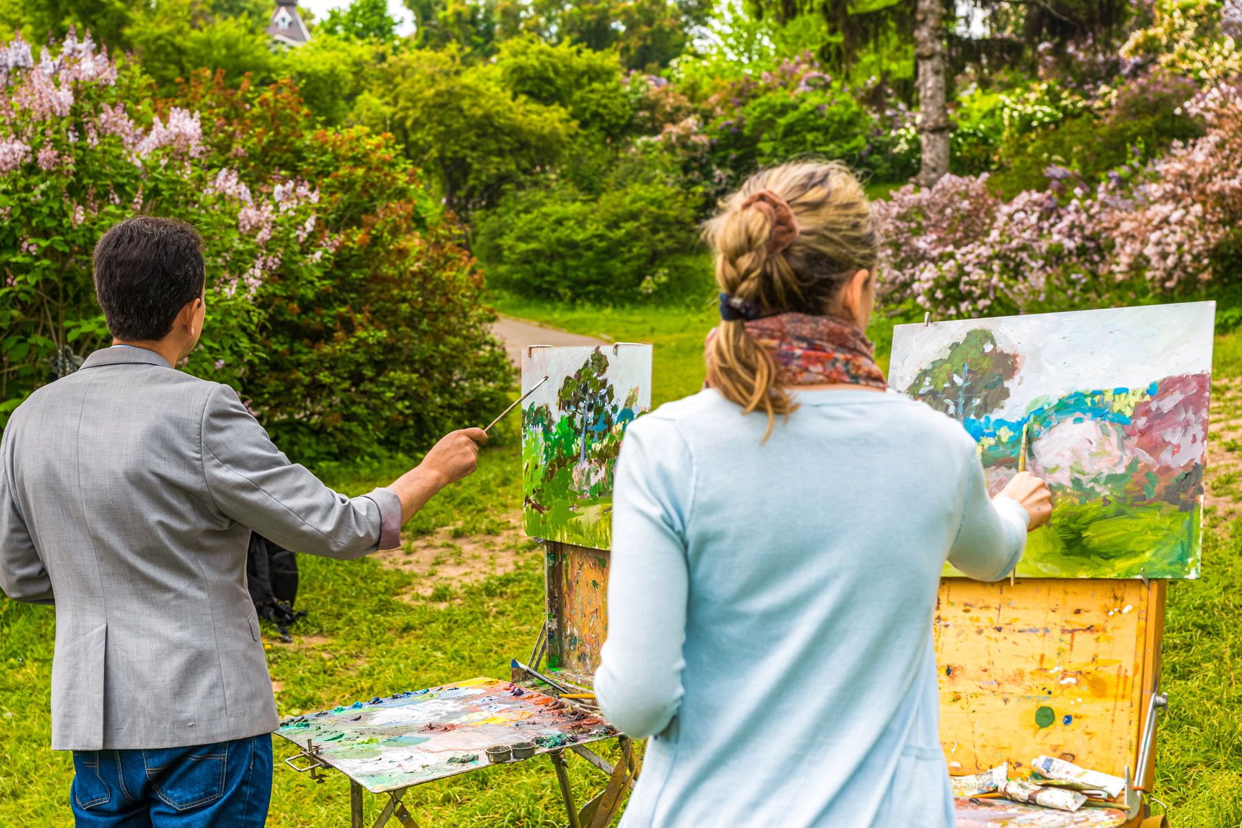 couple working on paintings