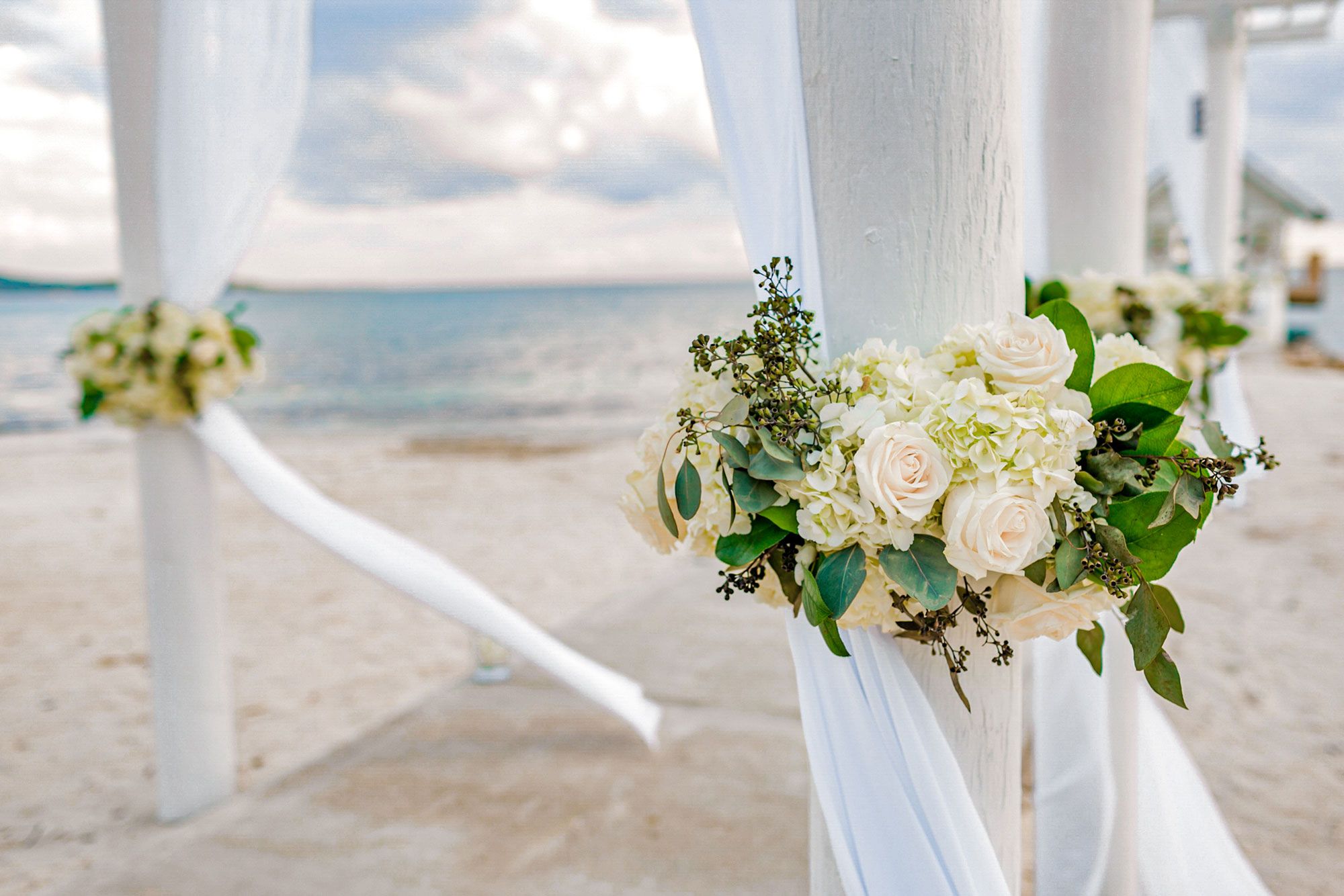 Beach Wedding Detail Aisle Flowers