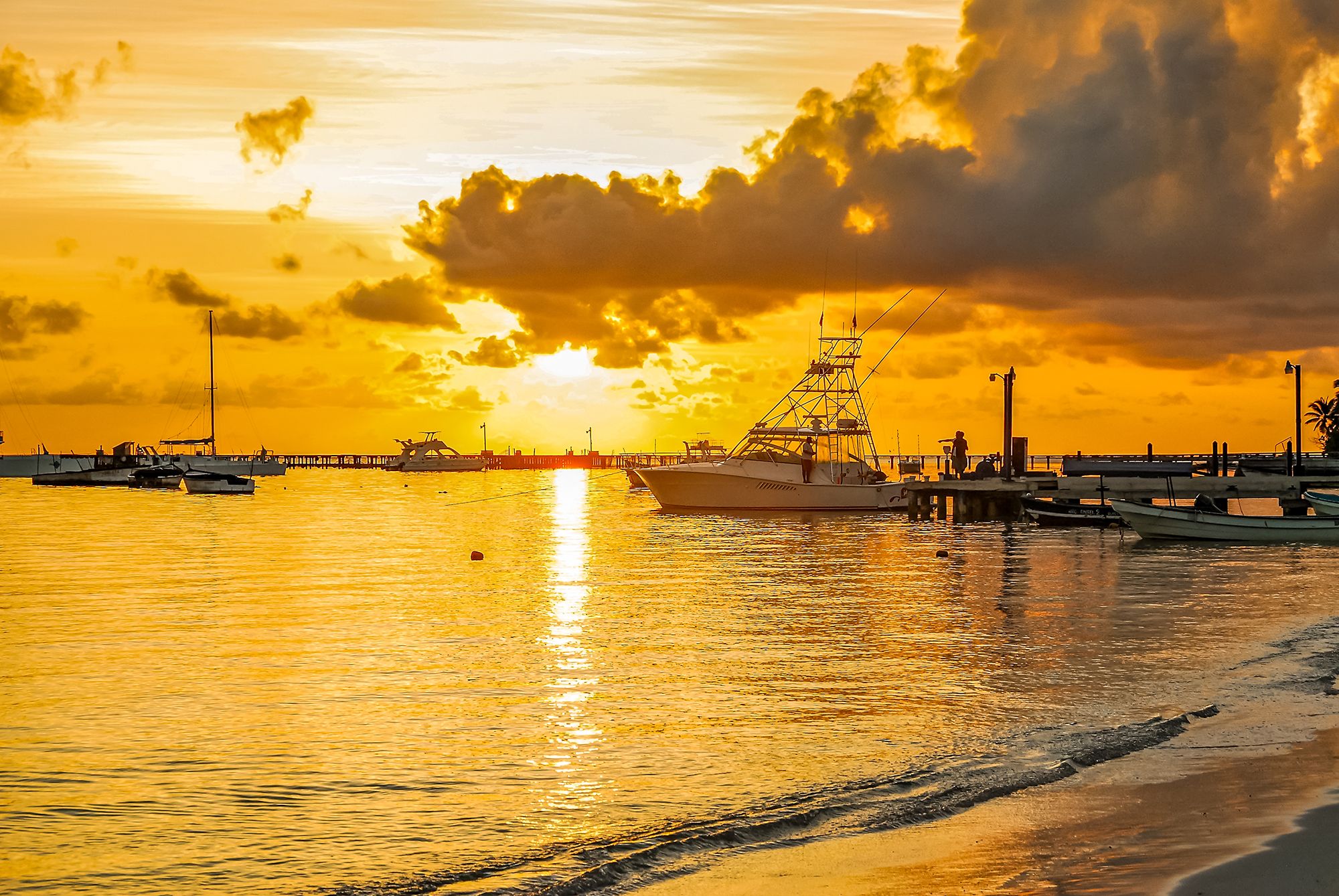 Boat Sunset Barbados Fishing