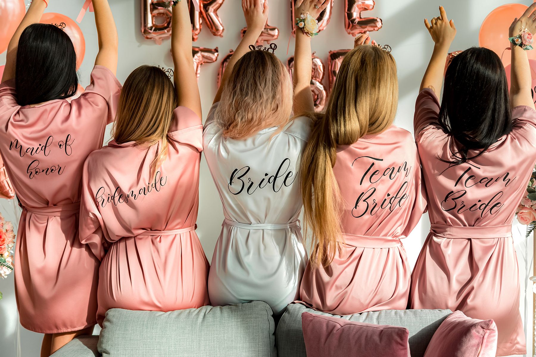 Bridesmaids Matching Robes Photoshoot