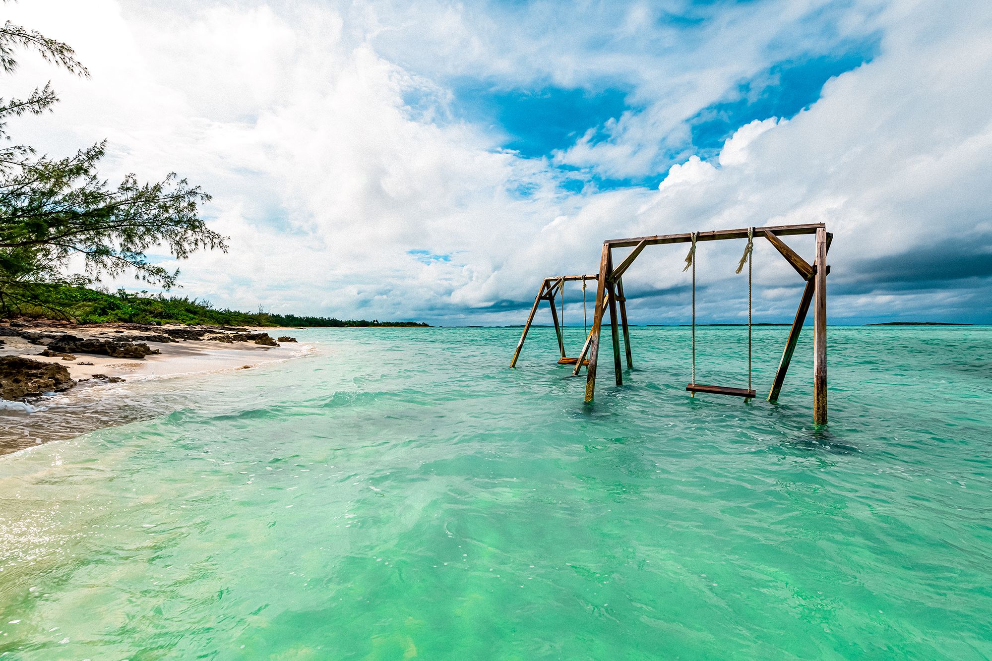 Coco Plum Beach The Bahamas Great Exuma Ocean Swings