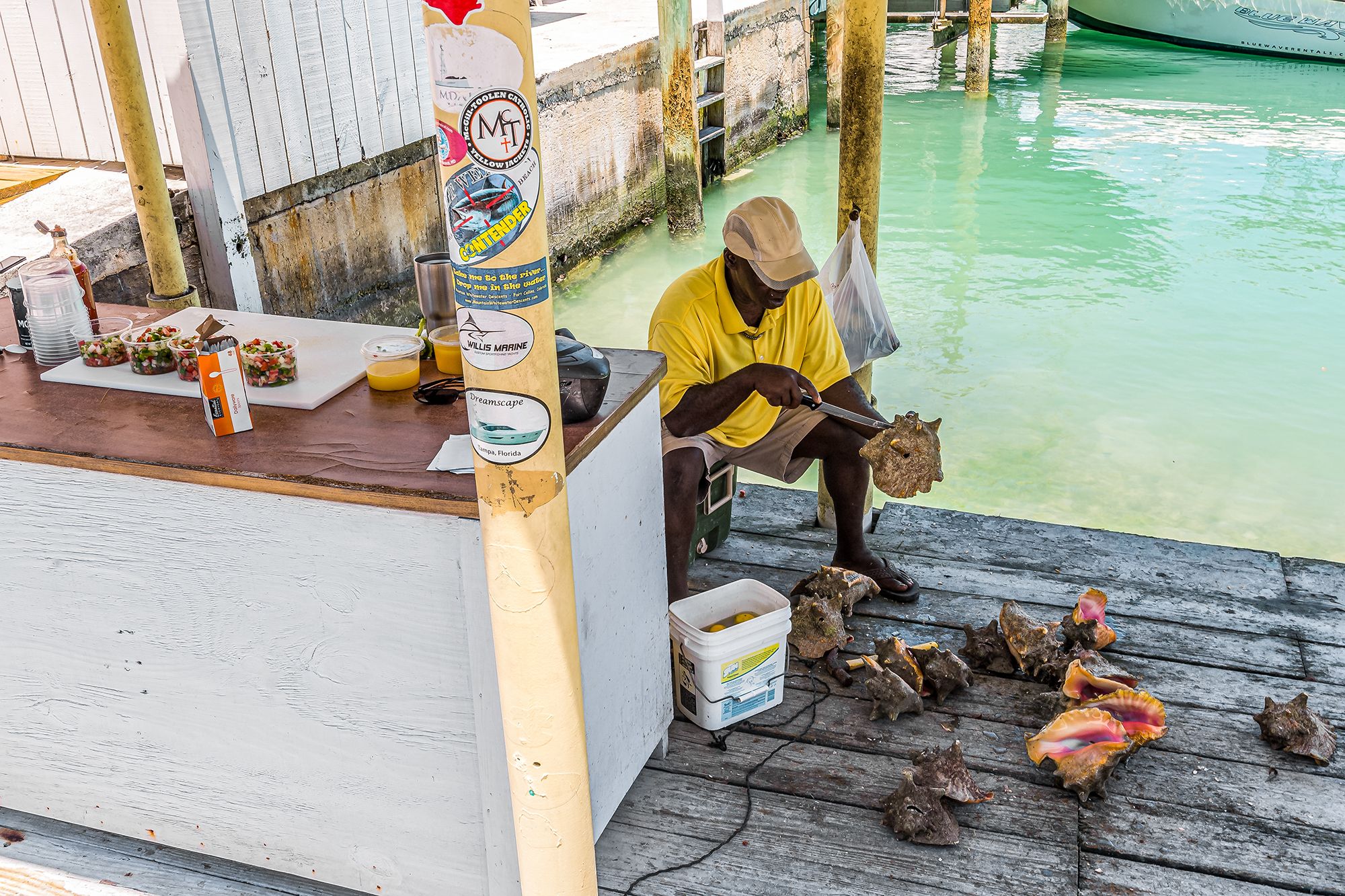Extracting Conch Bahamas Food