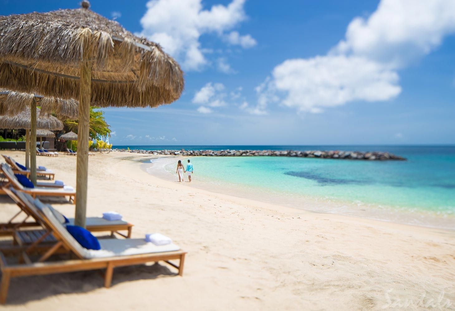 Sandals Grenada Beach and Lounge Chairs