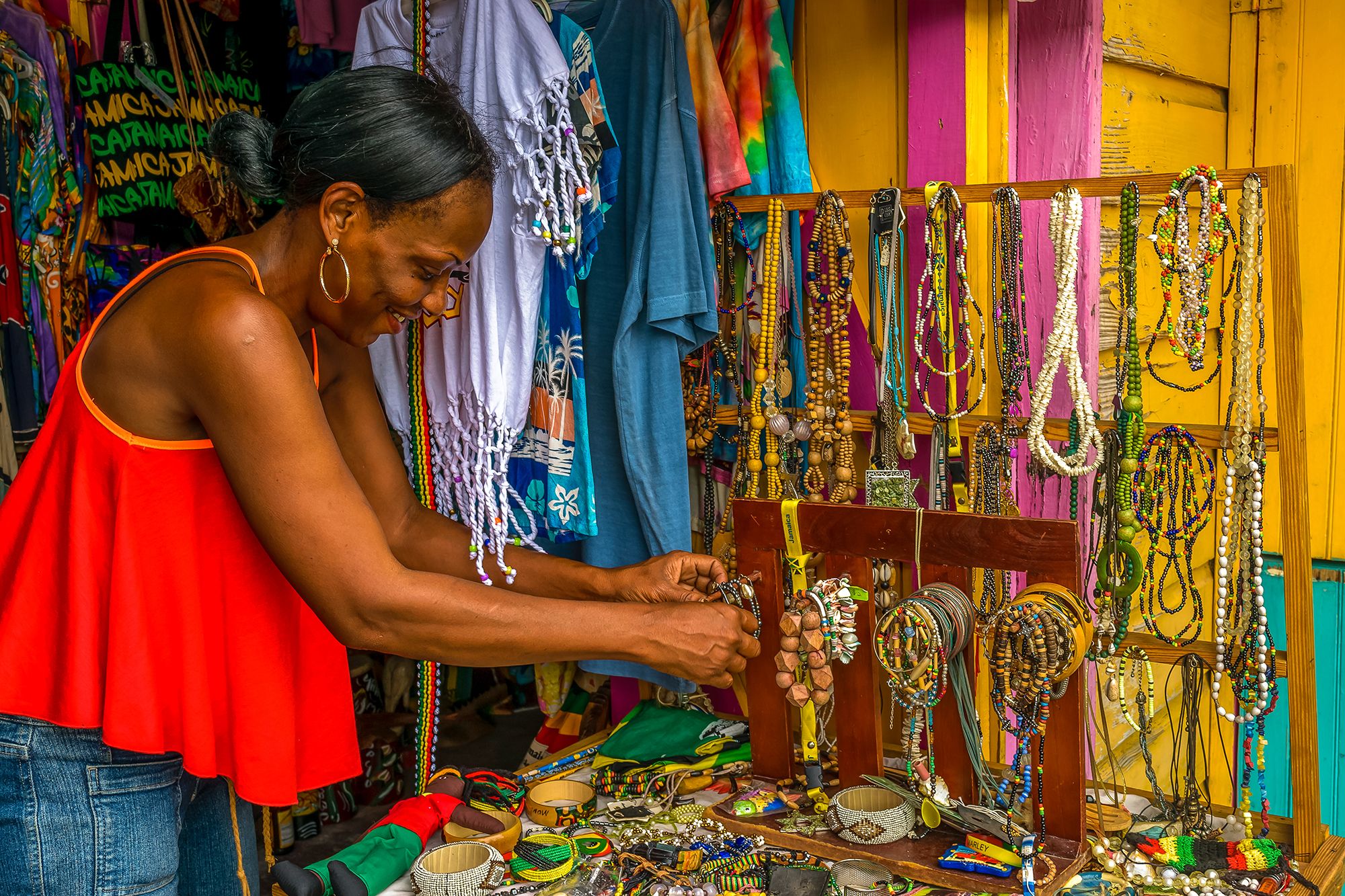 Jamaica Shopping Montego Bay Crafts Woman Vendor