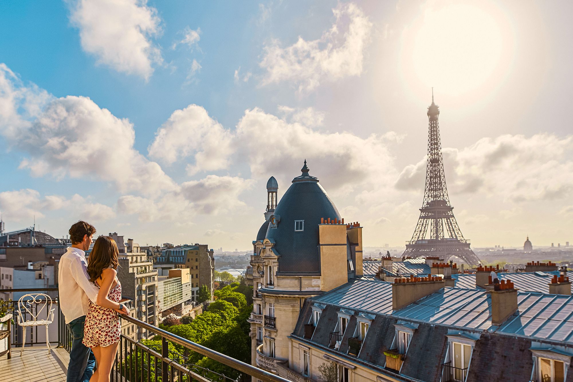 Paris France Couple Eiffel Tower