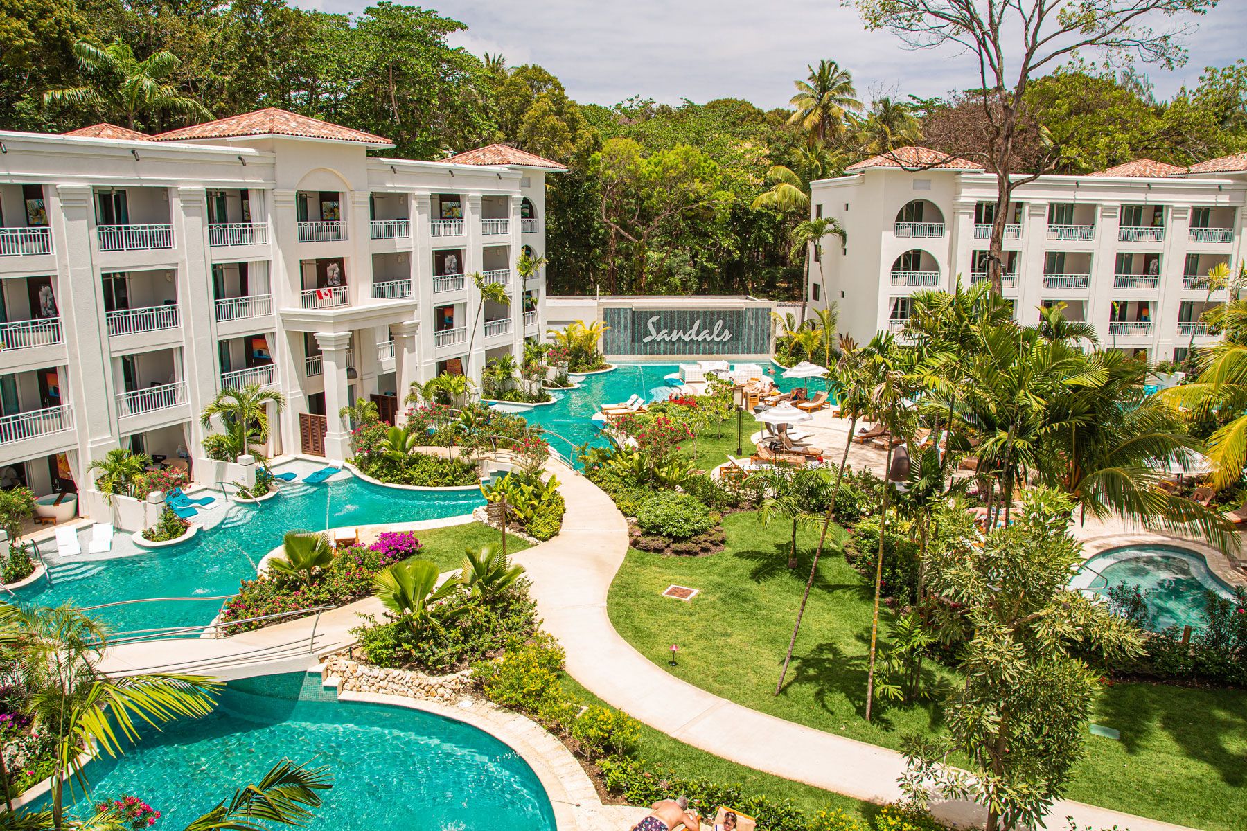 sandals barbados resort aerial view