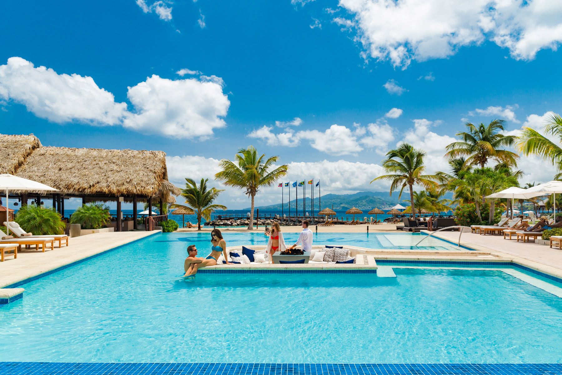 sandals grenada main pool overview