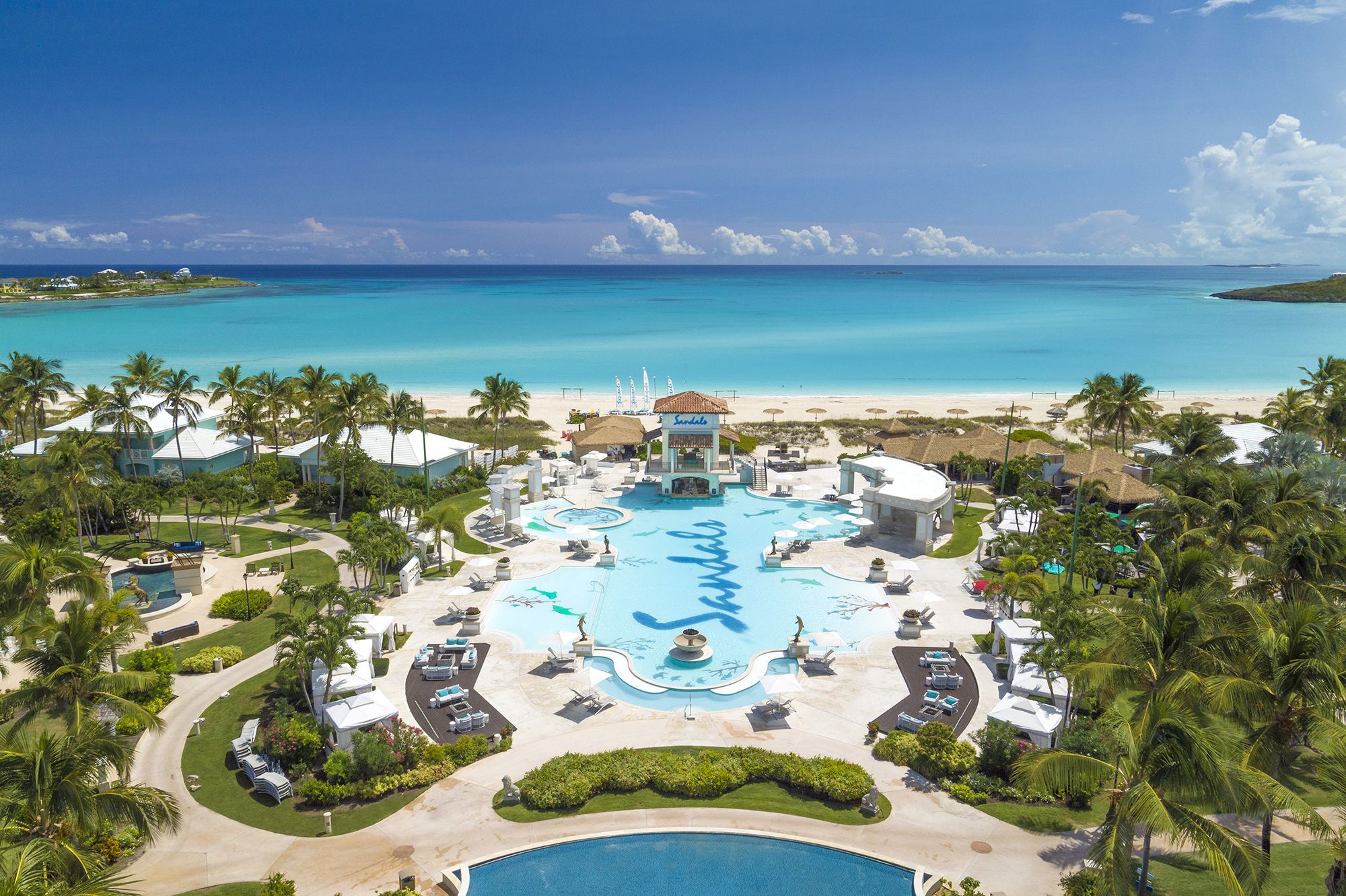 Sandals Emerald Bay The Bahamas Aerial Main Pool Front