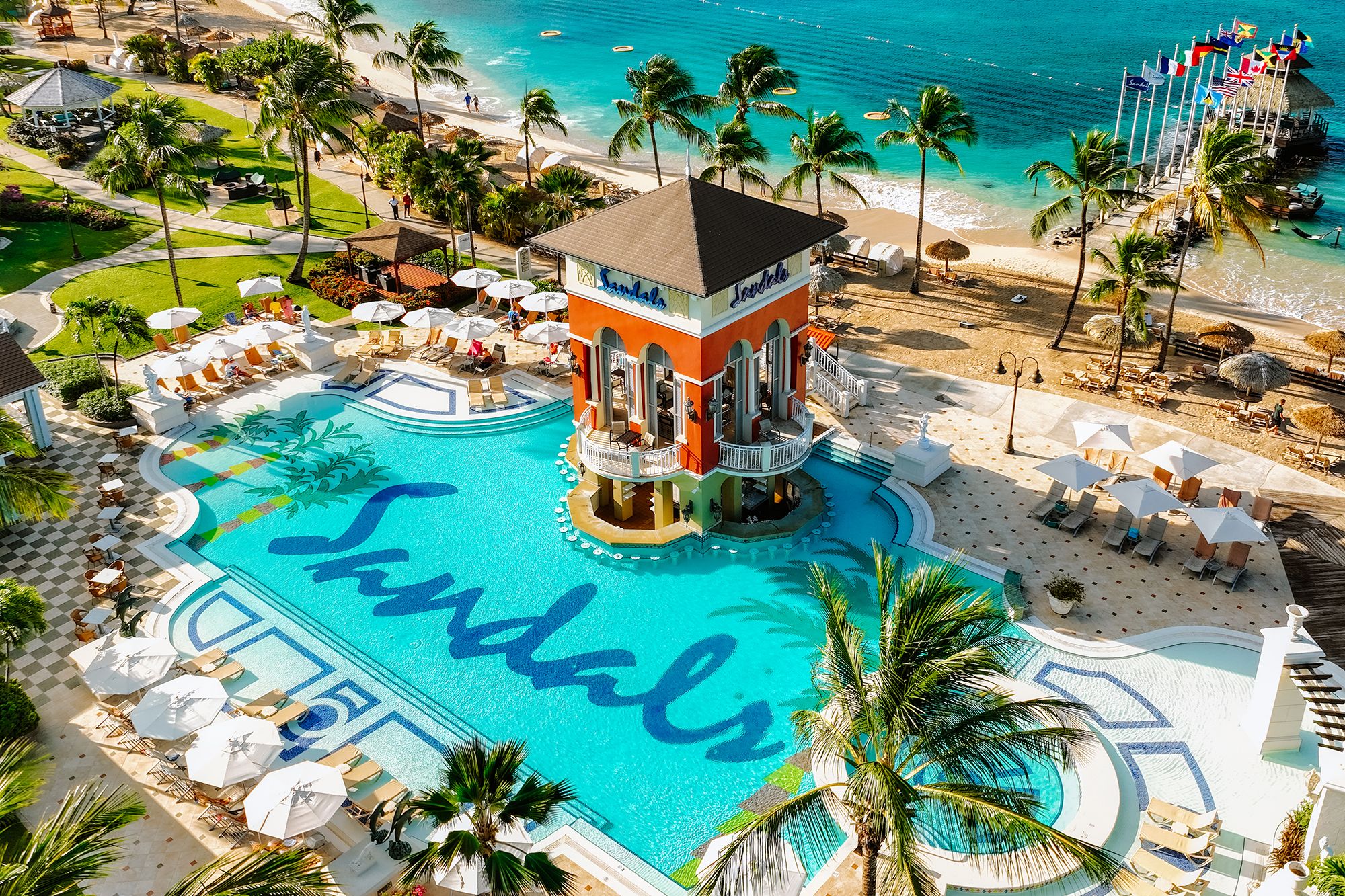 Sandals Grande Saint Lucian Main Pool Aerial