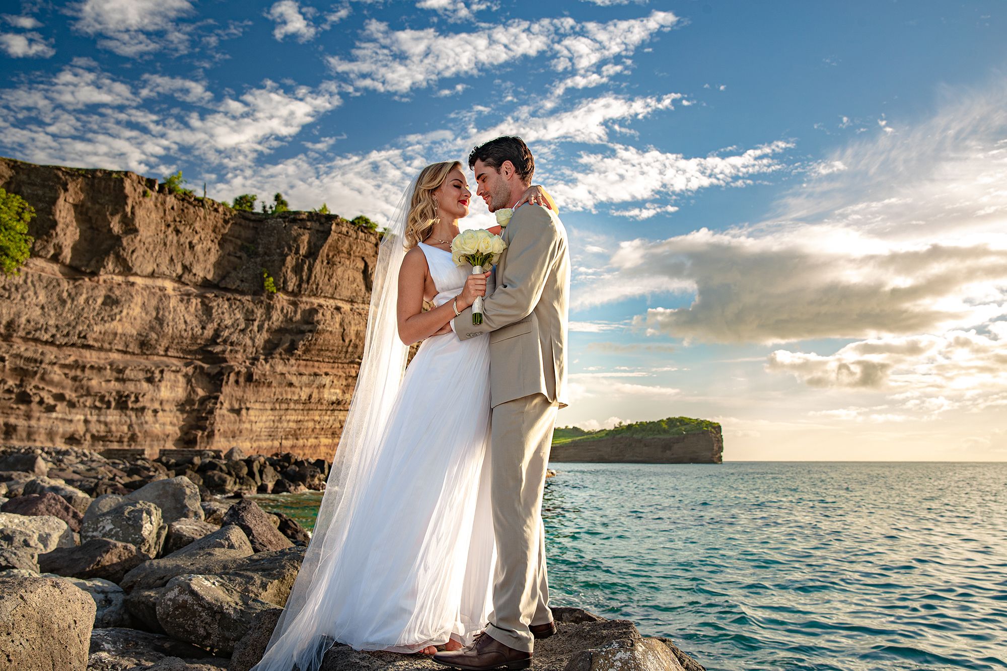 Sandals Grenada Wedding Couple Rocks