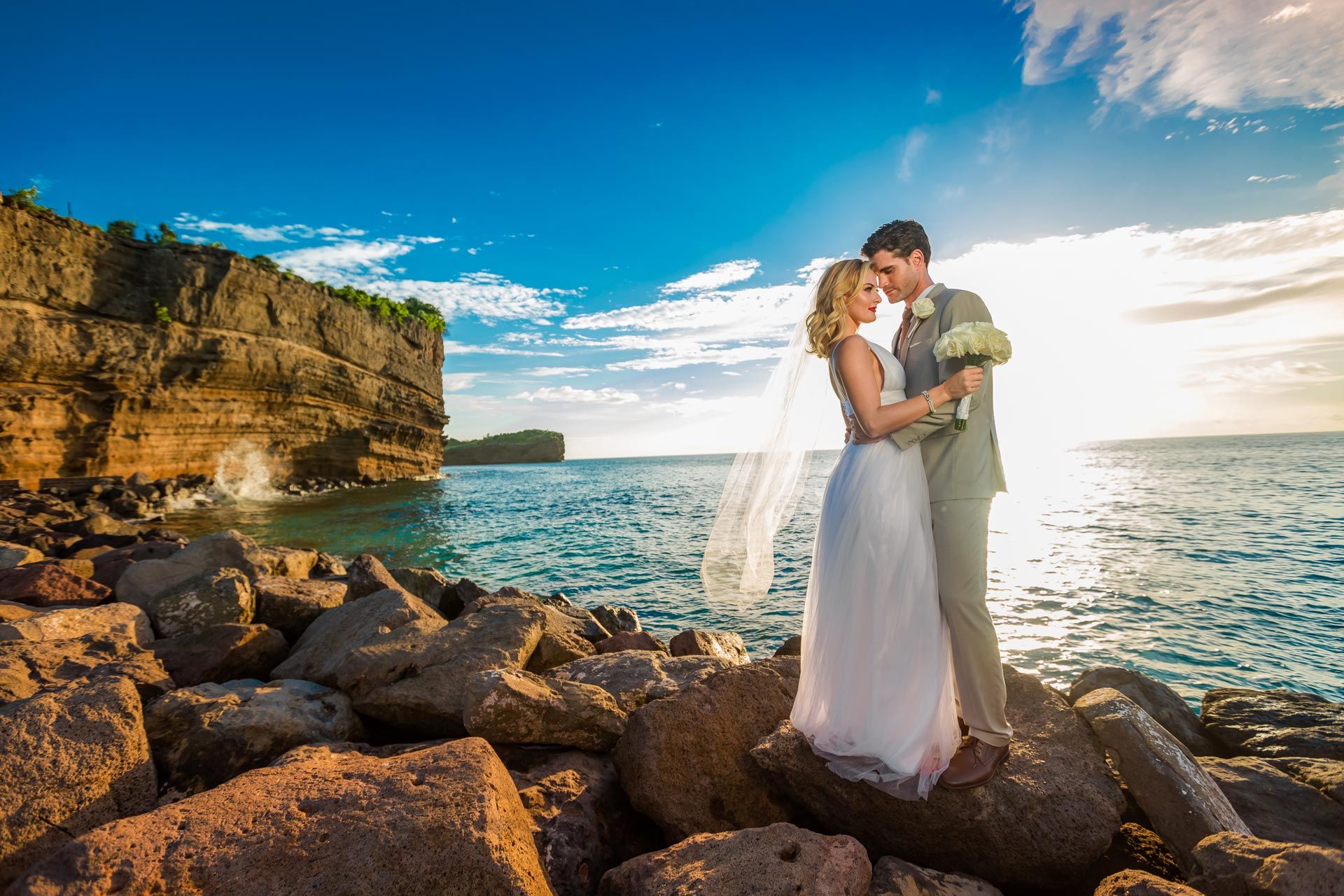 Sandals Grenada Wedding Couple Rocks