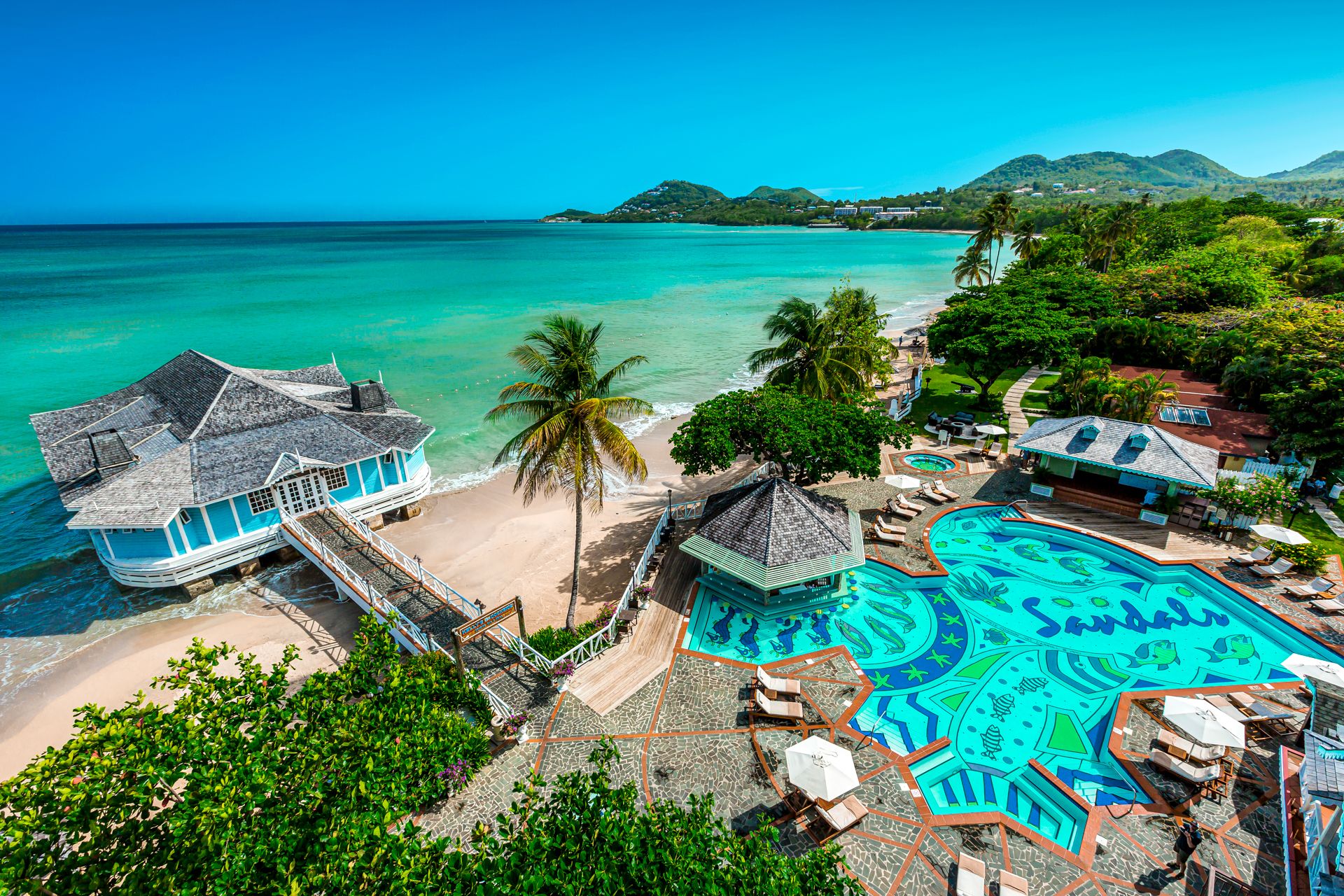 Sandals Halcyon Beach Aerial Main Saint Lucia