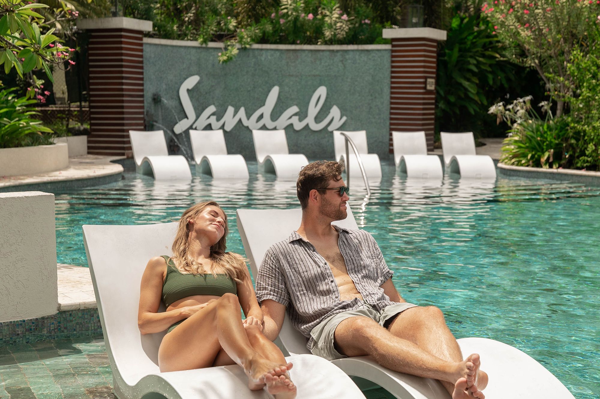 Sandals Halcyon Pool Couple Chairs