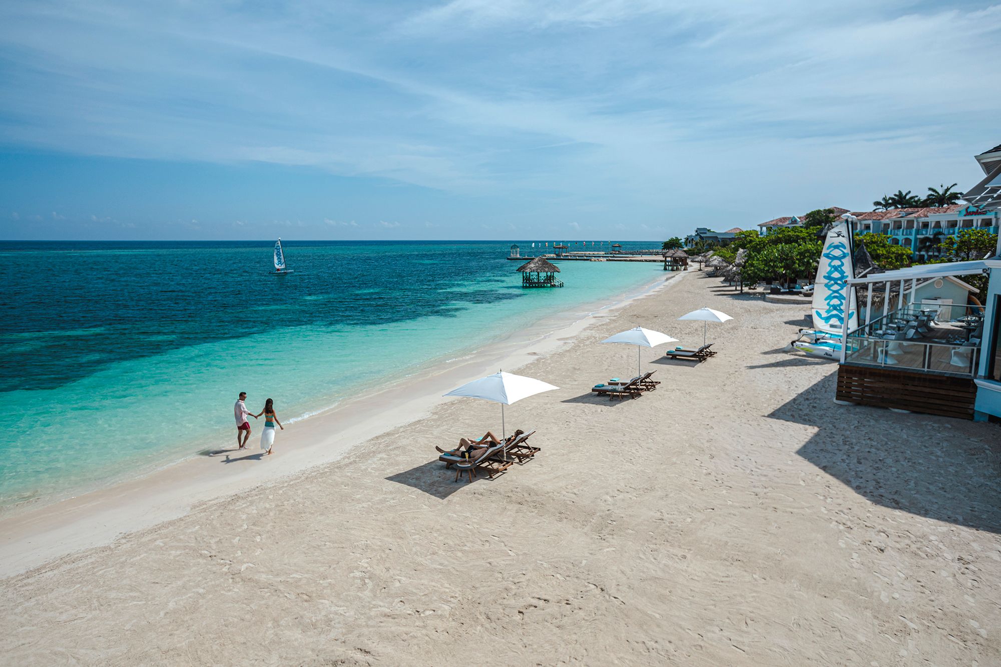 Sandals Montego Bay Beach Flags Aerial