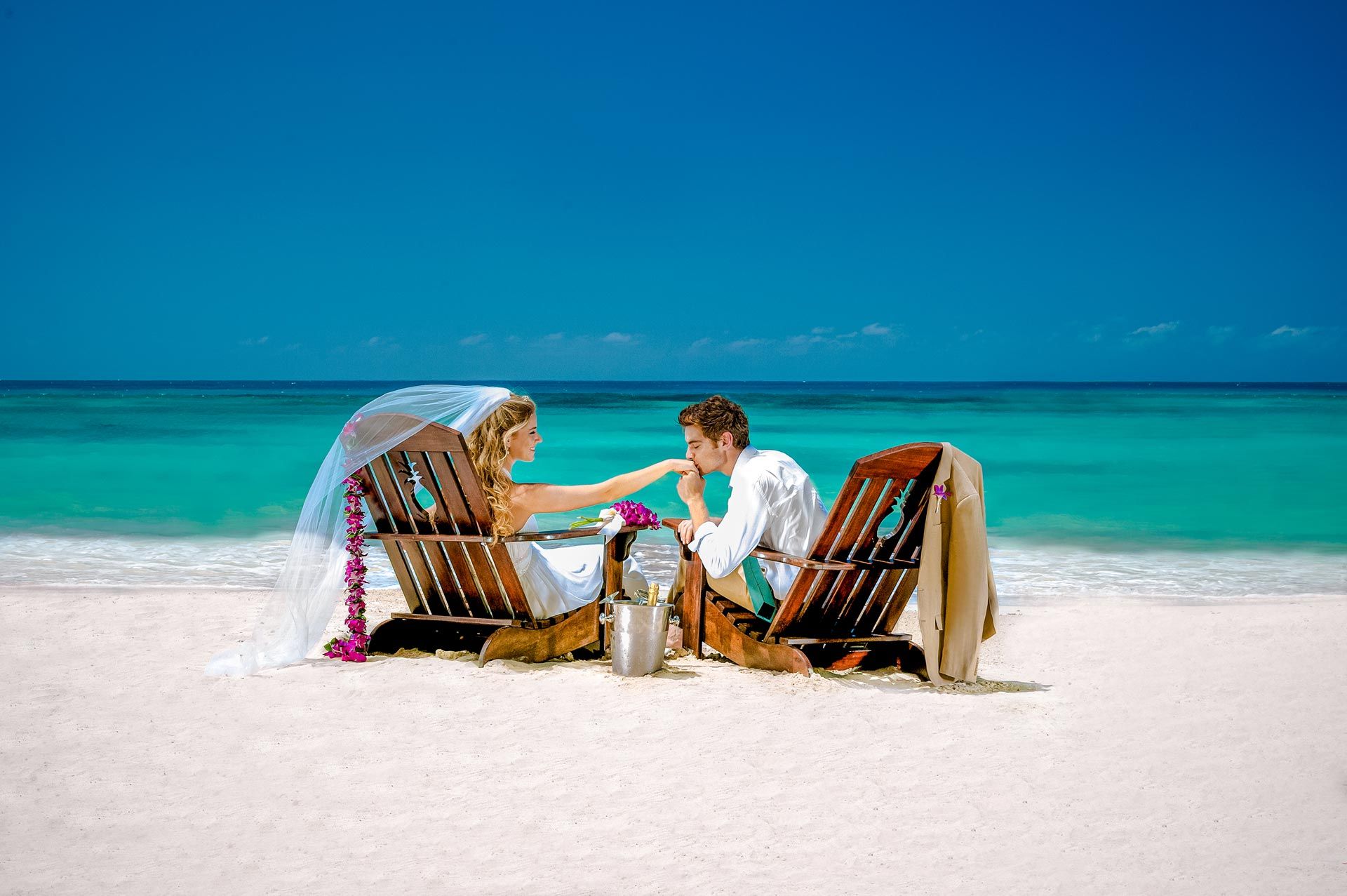 Sandals Ochi Beach Wedding Couple