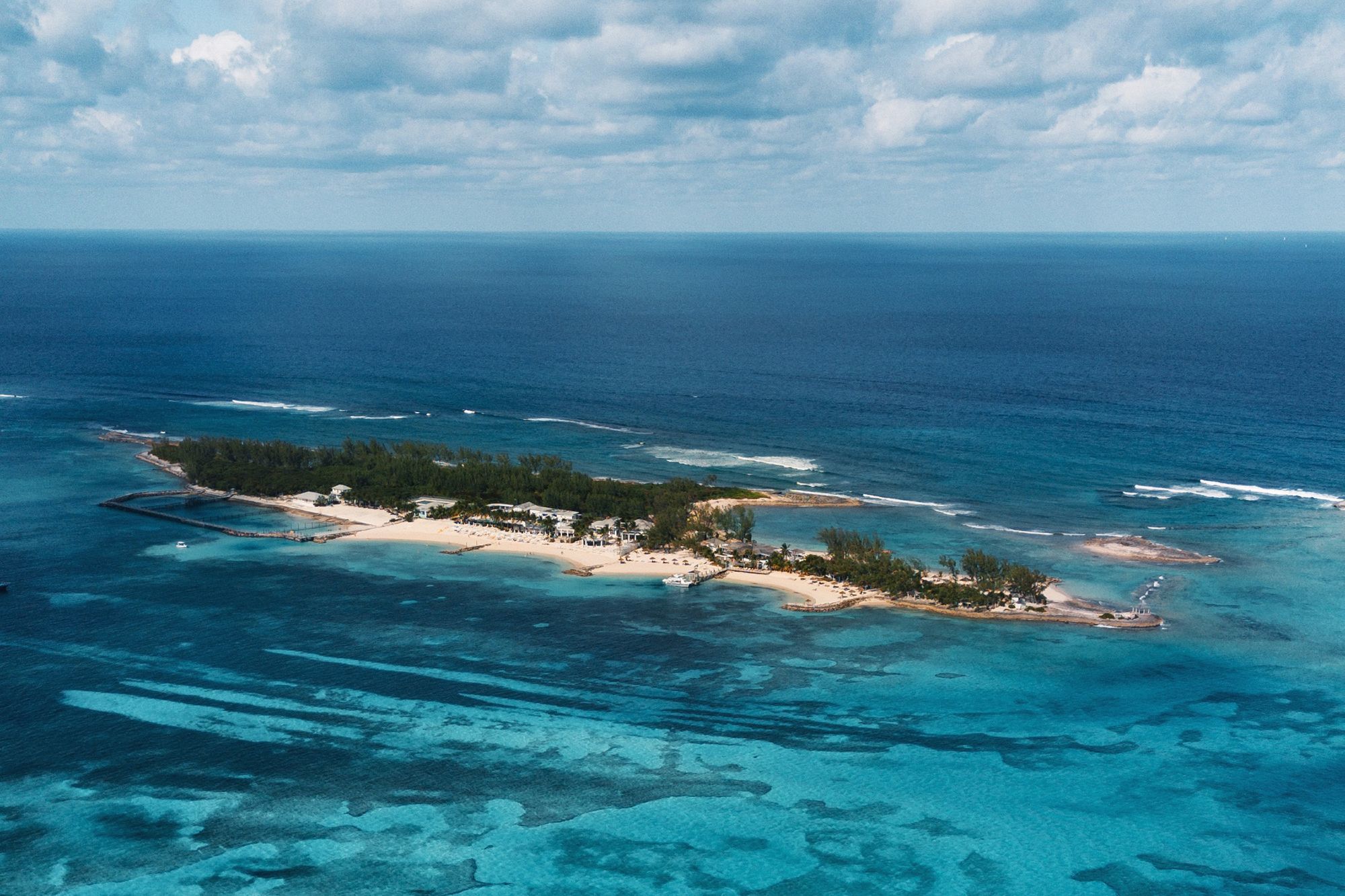 Sandals Royal Bahamian Barefoot Cay Far Aerial View