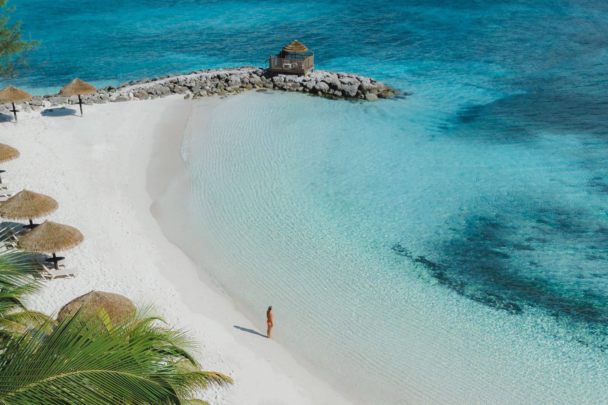 Sandals Royal Bahamian Barefoot Cay Far Dock Aerial