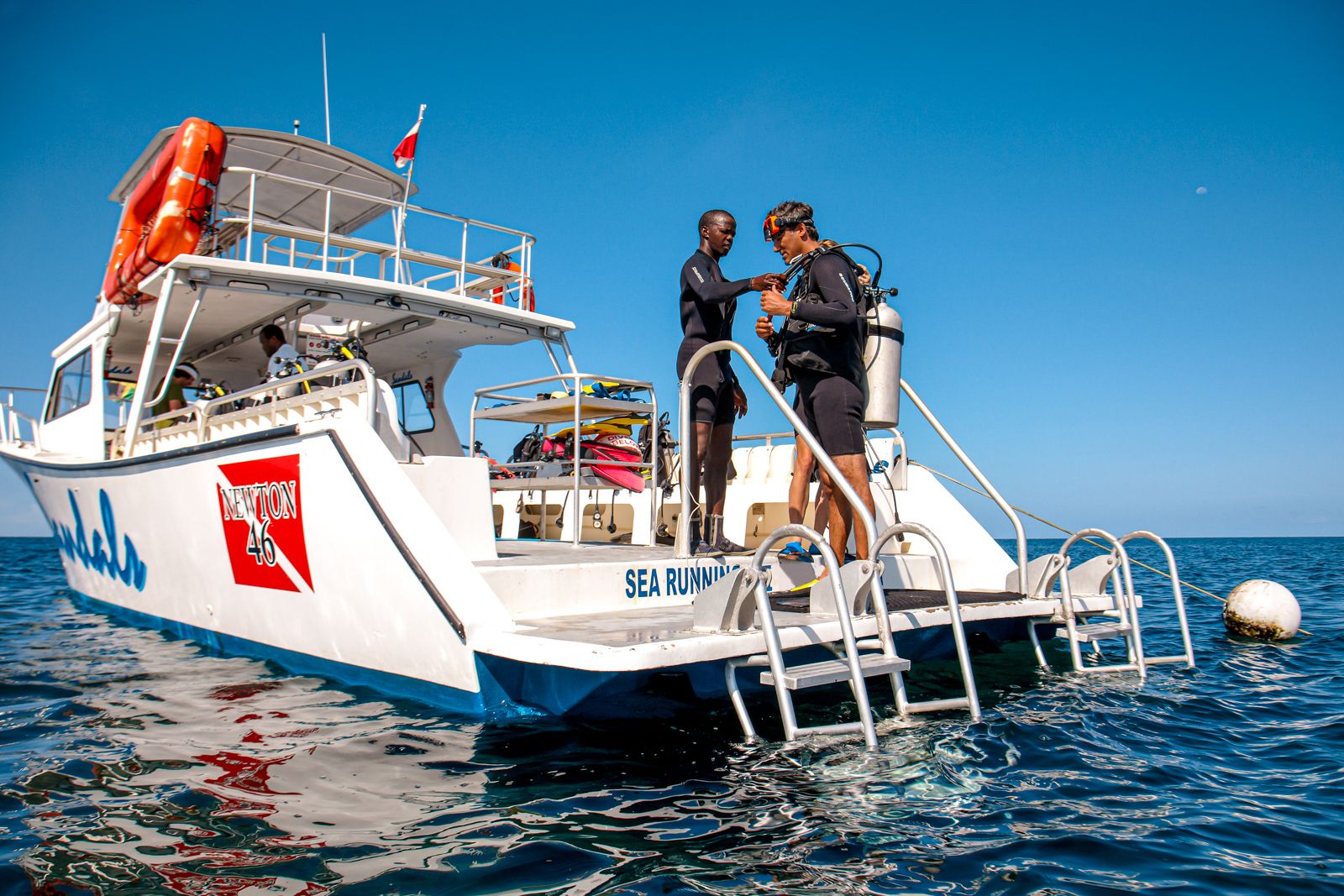 Sandals Scuba Boat Grenada Diving Back