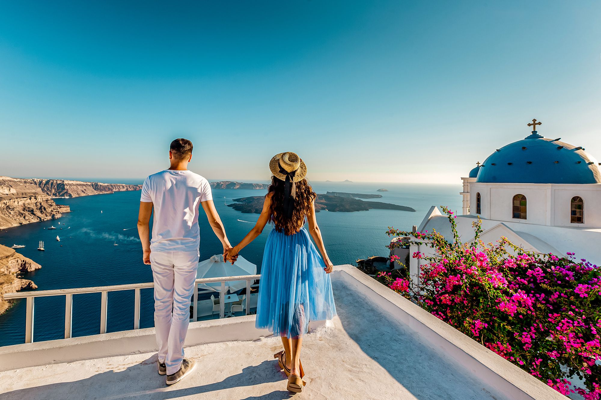 Santorini Greece View Couple