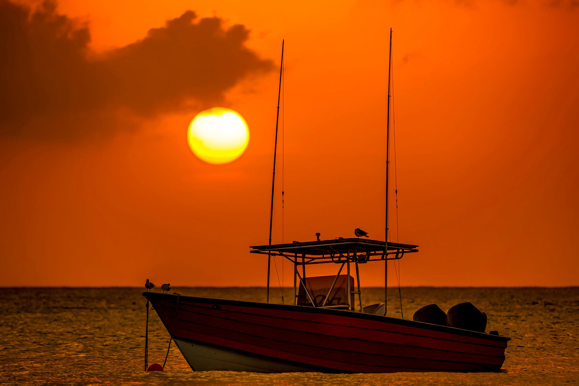 barbados Fishing Boat Sunset