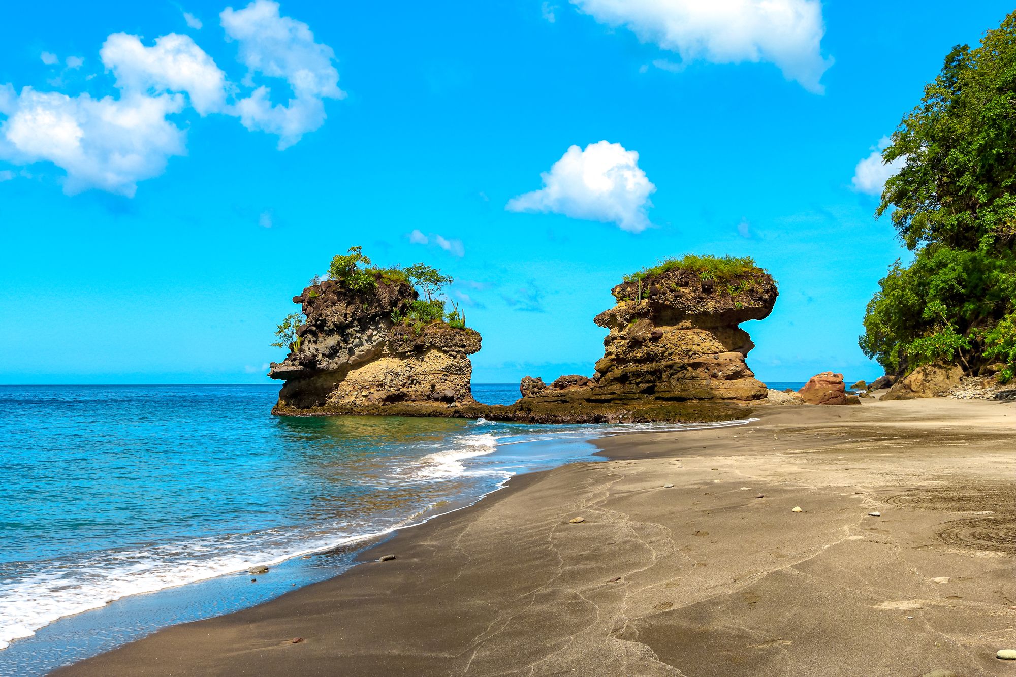 black sand beach anse mamim st lucia