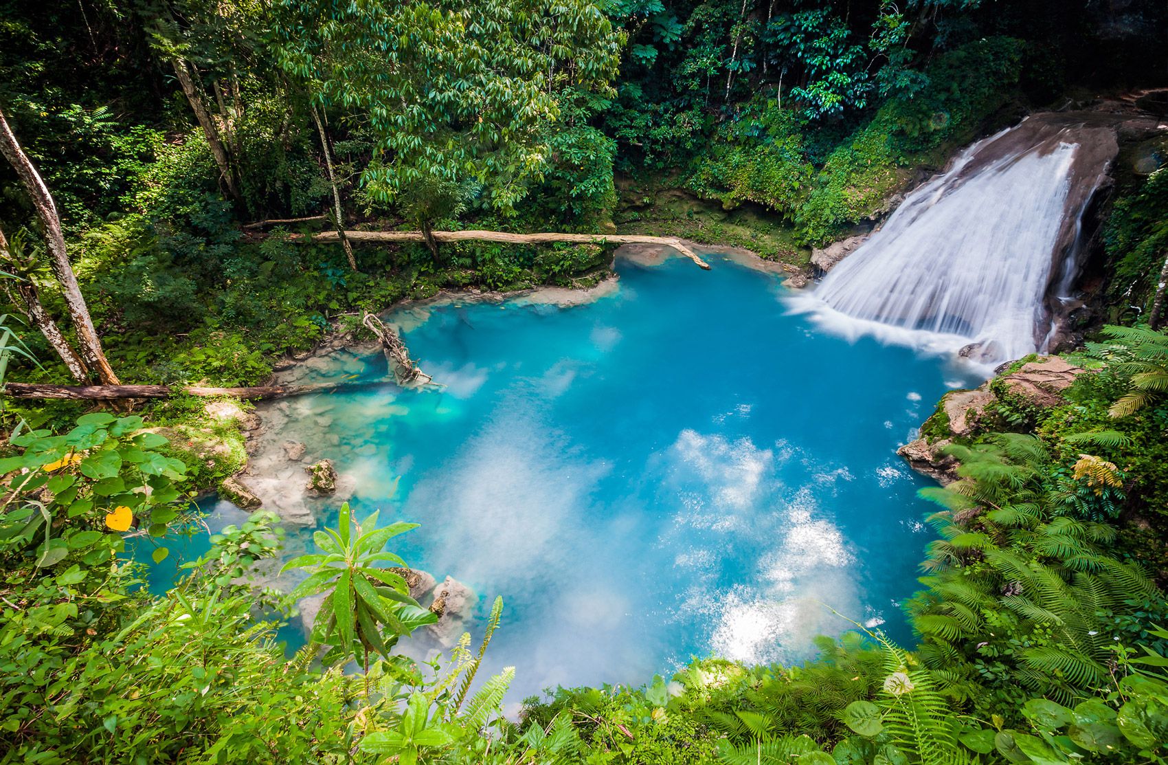 Aerial view of Blue Hole's cascade