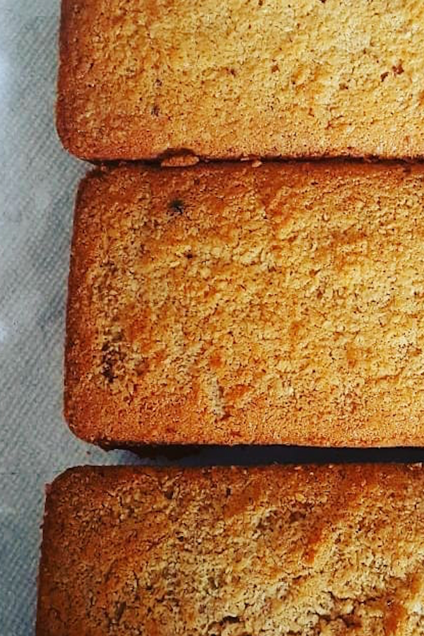 close-up of three pieces Cassava Pone