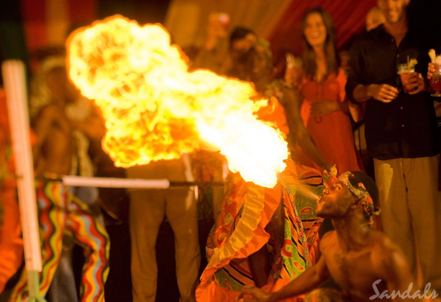 fire show at Sandals resorts