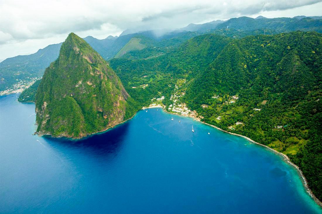 helicopter transfer view st lucia