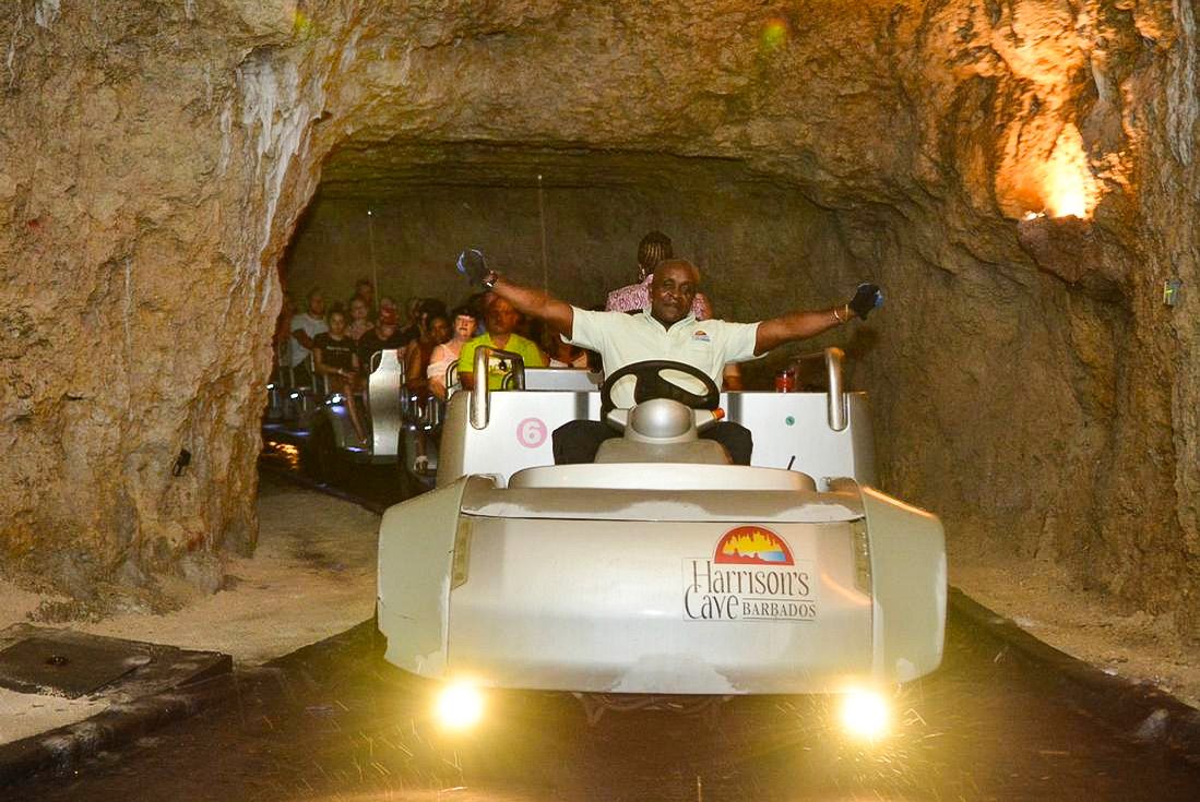 Harrison's Cave Barbados tour tram