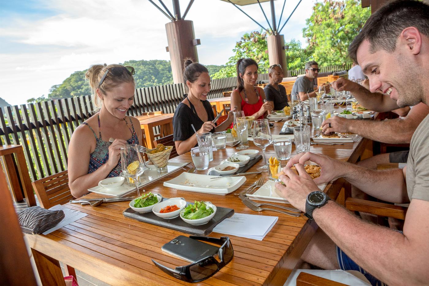 people having lunch at the le boucan restaurant