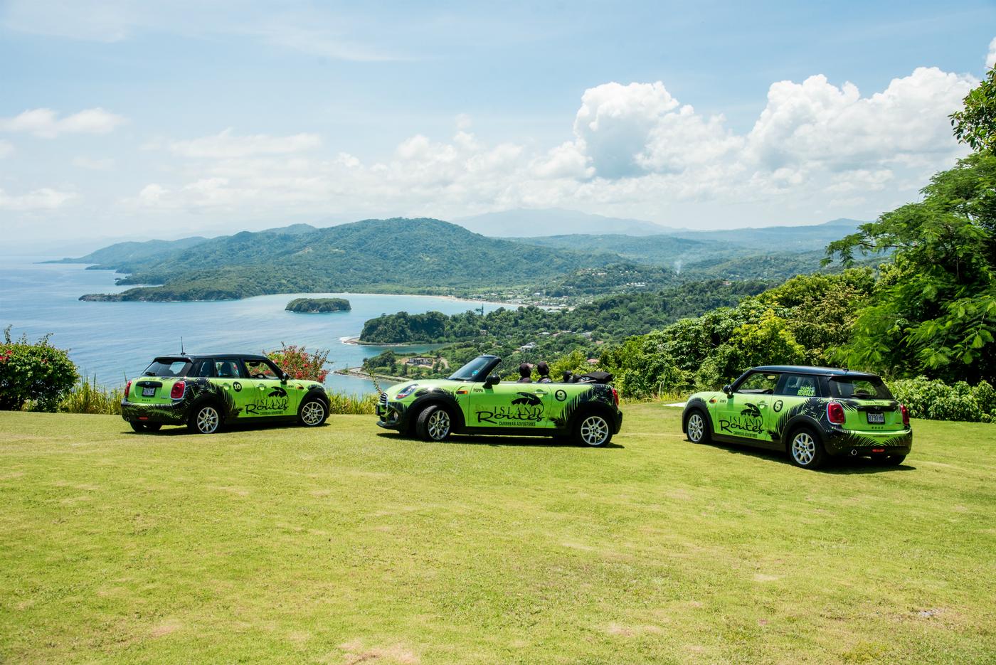 parked convertible mini coopers used in mini-routes tour