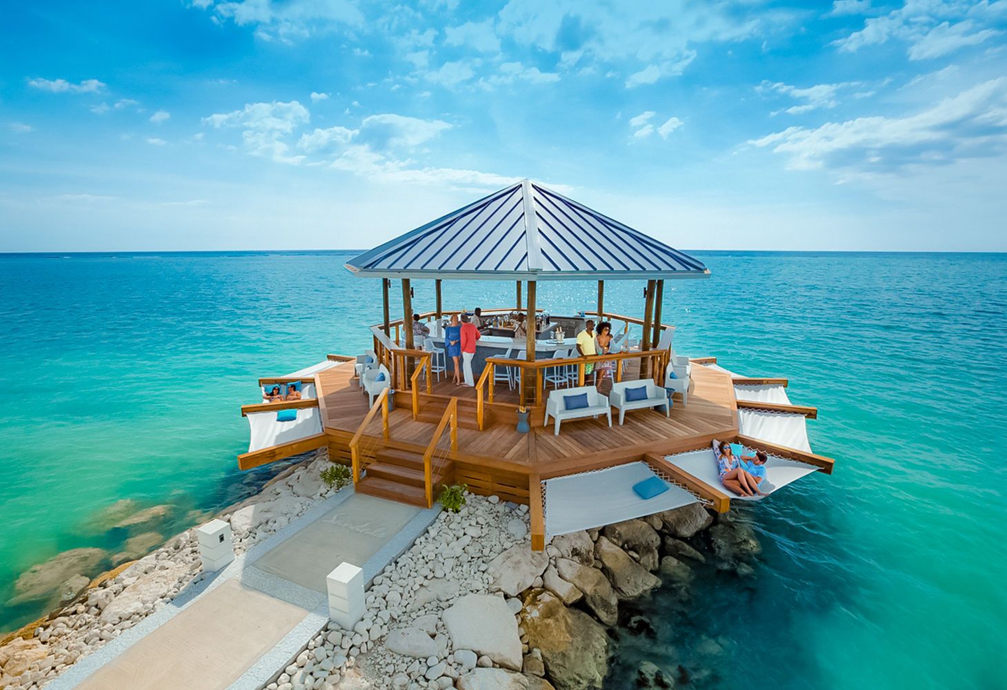 Latitudes overwater bar Sandals Jamaica