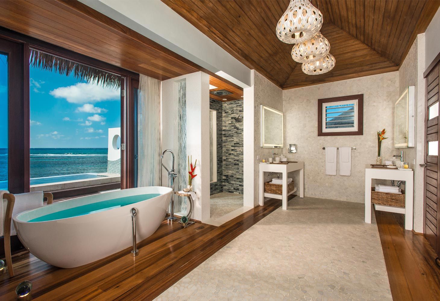 overwater bungalow bathroom