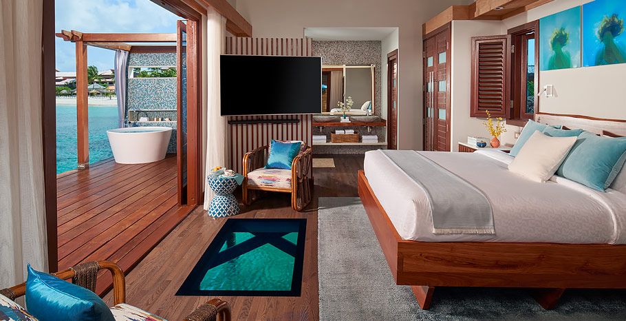 overwater bungalow bedroom st lucia